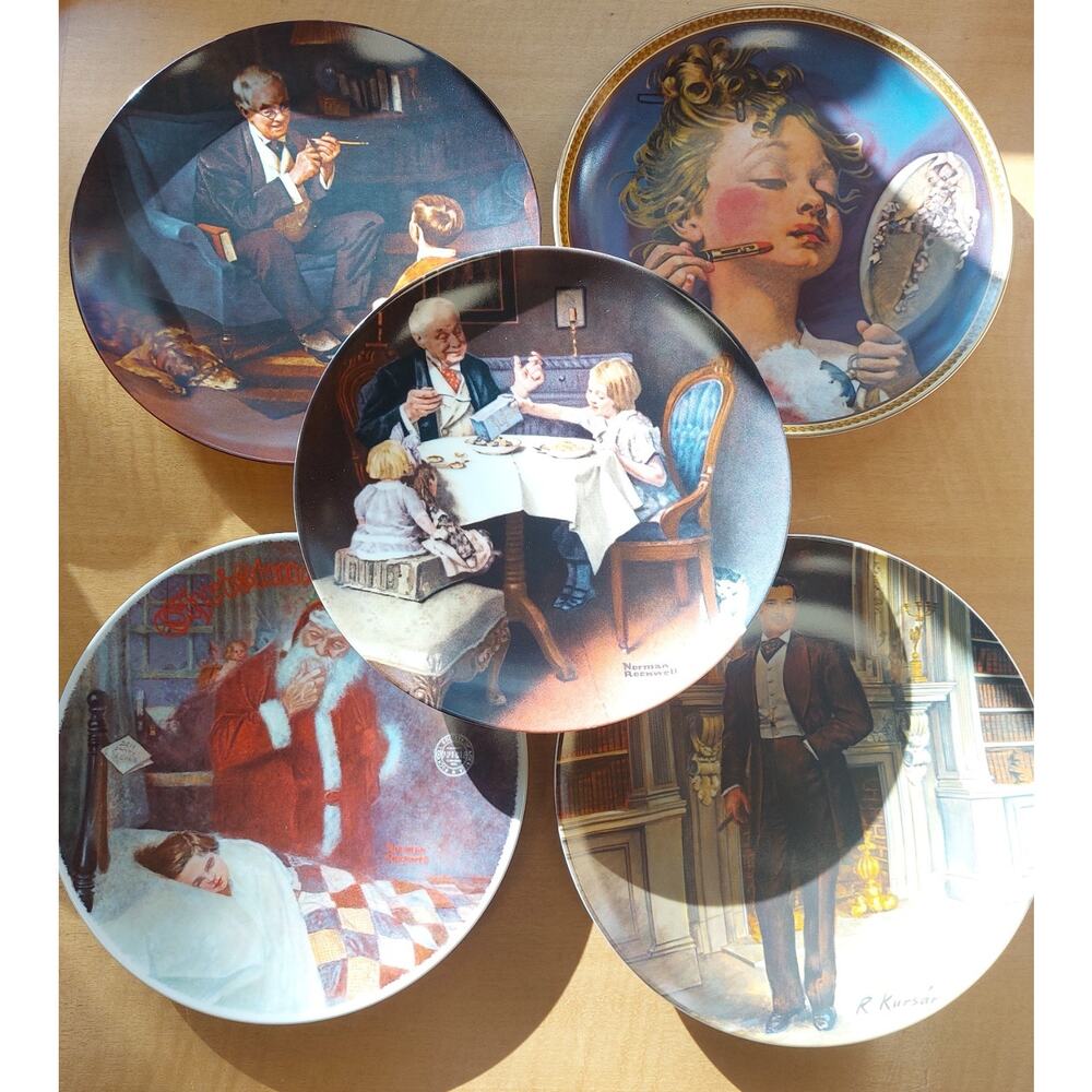 Vintage Set of 5 Norman Rockwell Collectors Plates ~ Knowles Fine China, WV ~